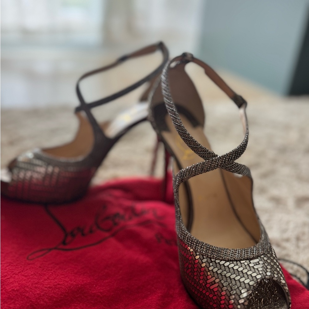 Christian Louboutin Metallic Black Heels